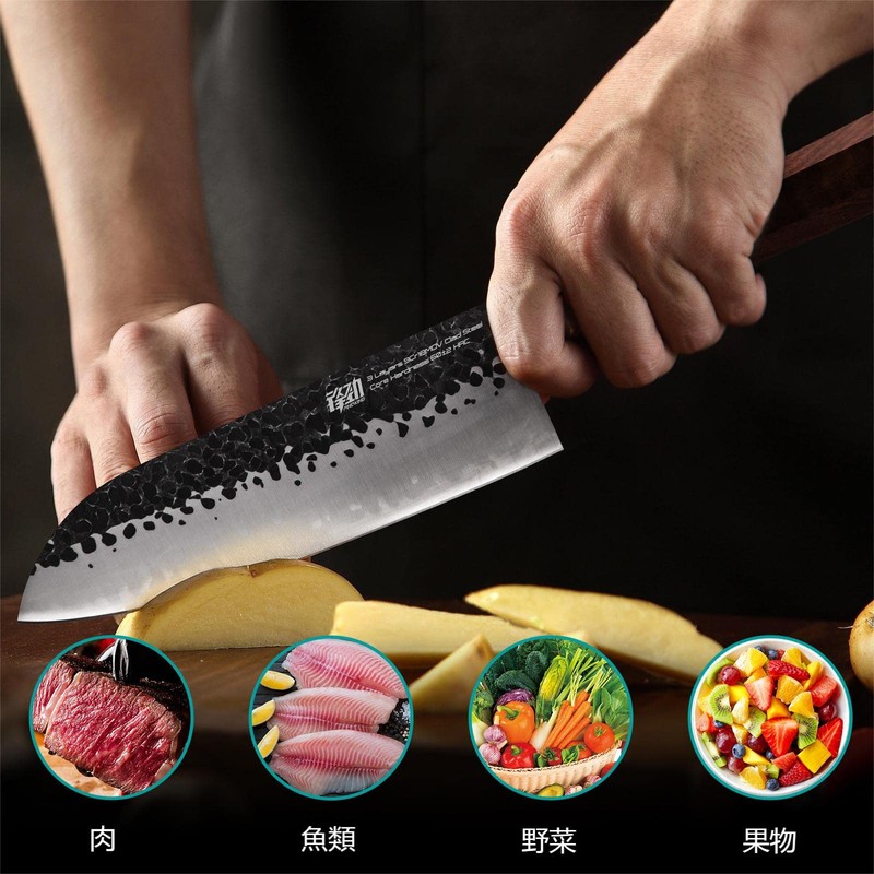 FINDKING 【DYNASTY】 三徳包丁 シェフナイフ 178ｍｍ 3層 9CR18MOV クラッドスチール 八角形のハンドル付き 家庭用