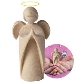 4betterdays.com Classic Guardian Angel Made of Pine Wood - Crafts from South Tyrol / Smells of Pine / Height 9 cm / Angel Figure, Christening Gifts, Pine Wood Angel, Guardian Angel Made of Wood