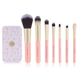 Makeup Brushes Set for Kids, 7 Pieces Foundation Eyebrow Eyeliner Cosmetic Brush Concealer Brush with Case for Kids Girls Travel (Pink)
