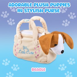 Forest & Twelfth Cream Puppy Stuffed Animal in Purse – Soft Dog Bag with Removable Toy Dog Stuffed Animal with Embroidered Puppy and Heart, Ideal Puppy Toy Gift for Kids (Cream)