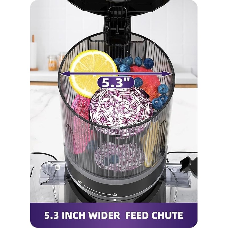 ACOQOOS Juicer Machines, 5.3" Wide Chute for Whole Fruit and