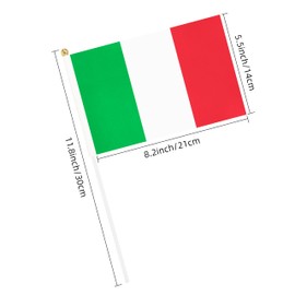 Rotenl Italy Small Mini Flags, 25 Pack Hand Held Italian Stick Flags with 11.8 Inch Pole, 5.5x8.2 Inch International Country Flags, Festival Events, Parades, Patriotic, Indoor and Outdoor Decorations,
