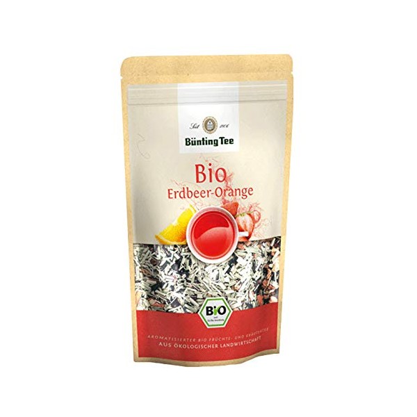 Bünting Tee Organic Strawberry Orange, 80 g Loose Tea, Pack
