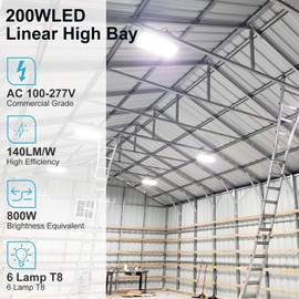 Lightdot 2FT LED High Bay Shop Lights with Flush/Suspended Mount, 200W [Eqv.800W] 5000K 100-277V Commercial Lighting for Garage Workshop - 15-30FT Ceiling, Covers 2000 Sq.ft, UL Complied, 2Pack