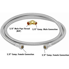 EZ-FLUID (1) 3/8" Comp x 48" 4-FT S.S Universal Dishwasher Water Supply Line Connector LF