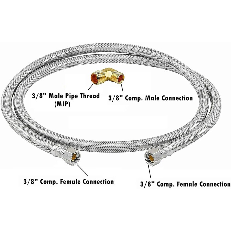 EZ-FLUID (1) 3/8" Comp x 48" 4-FT S.S Universal Dishwasher