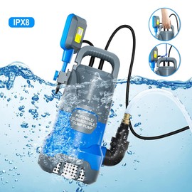 PANRANO 1/3 HP Submersible Sump Pump with Automatic Float for Pool Hot Tub Drainage Basement Flood
