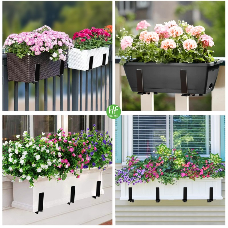 HFHOME 6PCS Adjustable Planter Box Brackets, Brackets for Window Boxes