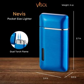 Visol Nevis Dual Torch Flame Refillable Gas Lighter (Shipped Without Butane)