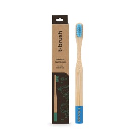 t-brush Kids Bamboo Toothbrush - Blue Colour - Cute Fun Toothbrush