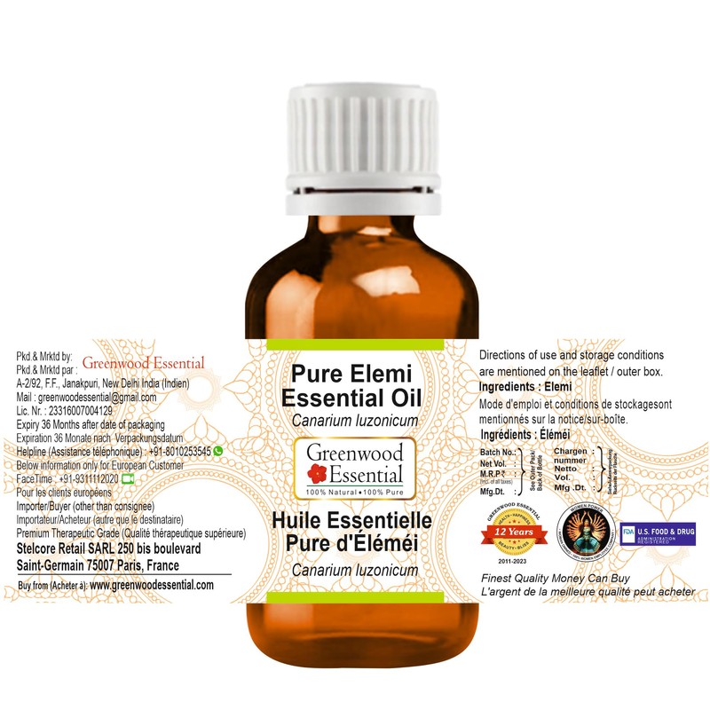 Greenwood Essential Pure Elemi Essential Oil (Canarium luzonicum) Steam Distilled