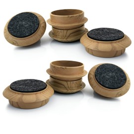 Medipaq Felt Castor Cups – 8x Small 44mm Dark Wood Grain – Protects Wooden & Smooth Floors – Chair & Furniture Leg Protectors