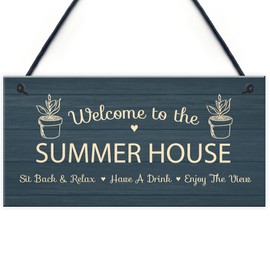 RED OCEAN Novelty Summer House Hanging Signs Garden Shed Plaques Home Decor Gifts For Him Her