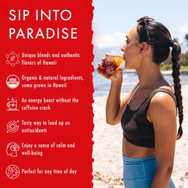 Hawaiian Natural Tea - Organic Hibiscus Bliss Herbal Tea, Caffeine-Free Hibiscus, All-Natural and Antioxidant-Rich Wellness Tea, Vegan and Keto-Friendly, 20 Bags