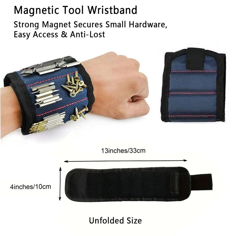 Multi-pocket tool pouch, magnetic wristband & screw positioning bit holder