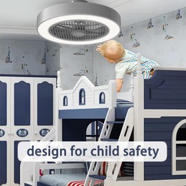 DAFOLOGIA Ceiling Fans with Lights Enclosed Low Profile Fan Light LED Remote Control Dimming 6-Level Wind Speed Flush Mount Ceiling Light with Fan Reversible Blades Hidden Electric Fan (Gray)