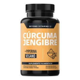 Beyond Vitamins | Raíz De Cúrcuma (curcumina) + Jengibre Potenciado Con Pimienta Negra (piperina) Cúrcuma Capsulas - Vitaminas Mujer / Hombre - Vegano