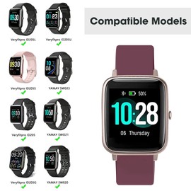 NewJourney Unisex 19mm Adjustable Silicone Smart Watch Band, Wine Red, for ID205L, ID205U, ID205S, ID205G, ID216