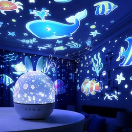 Star Projector for Kids - 15 HD Films Rotating LED Night Light with White Noise & Bluetooth Music, Remote Control Timer, Baby Nursery Decor Gift (BPA-Free, 8 Soothing Sounds)​
