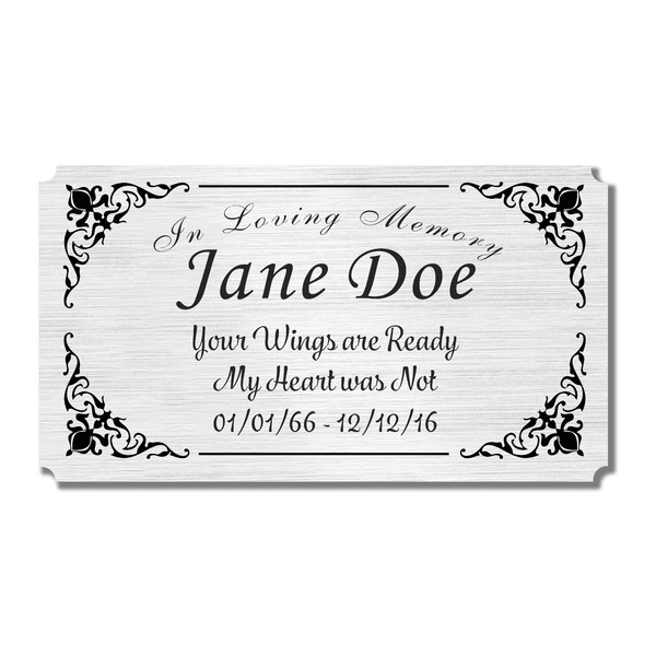 2.5" H x 4.5" W, Elegant Heart Engraved Brass Plaque,