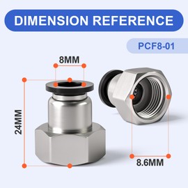 Bwintech Pack of 10 8 mm Hose AD x 1/8 Inch BSP Female Thread Straight Plug Pneumatic Adapter PCF8-01 Quick Release for Air Lines