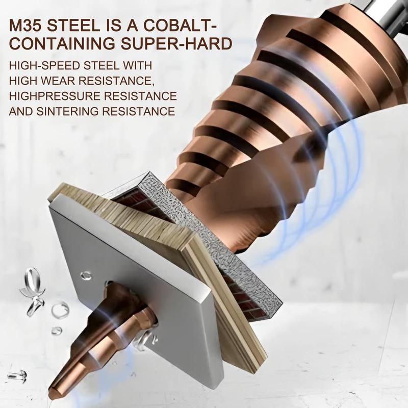 M35 Cobalt Step Drill Bit 3-13mm, 11-Step, HSS Cobalt Cone