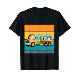 Colorful school bus animated animal characters cartoon child T-Shirt