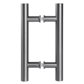 Ranbo Gray 8" (CTC) Back to Back Shower Door Handle, 12" Length, Heavy Duty 1mm 304 Stainless Steel Pull, Fits 1/4"-1/2" Glass Doors & 1-3/8"-2-3/16" Barn Doors