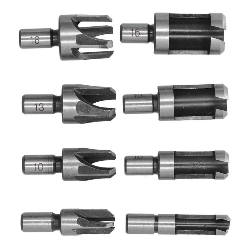8Pcs Wood Plug Drill Bit Cutter Carbon Steel Industrial Barrel