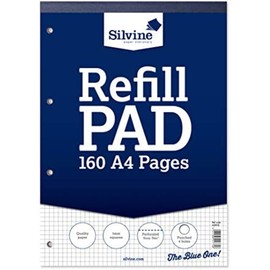Silvine A4 Refill Pad - Ruled 5mm squares, 160 pages of 75gsm paper. Ref A4RPX (210 x 297mm)