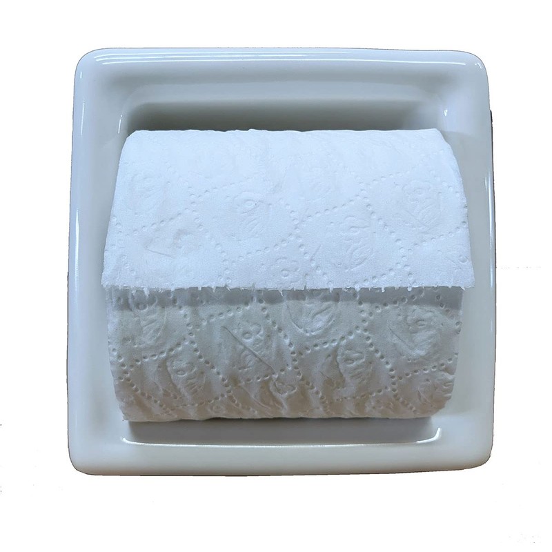 Recessed Shower Tissue Holder Porcelain 6X6 - Easy to Install