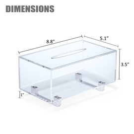 YoBa Thick Acrylic Tissue Box Holder Rectangular Tissue Box Dispenser with Silver Plated Aluminum Legs for Bathroom, Kitchen, Bedroom, Office, Hotels and Restaurant (Rectangle, Clear (Silver Legs))