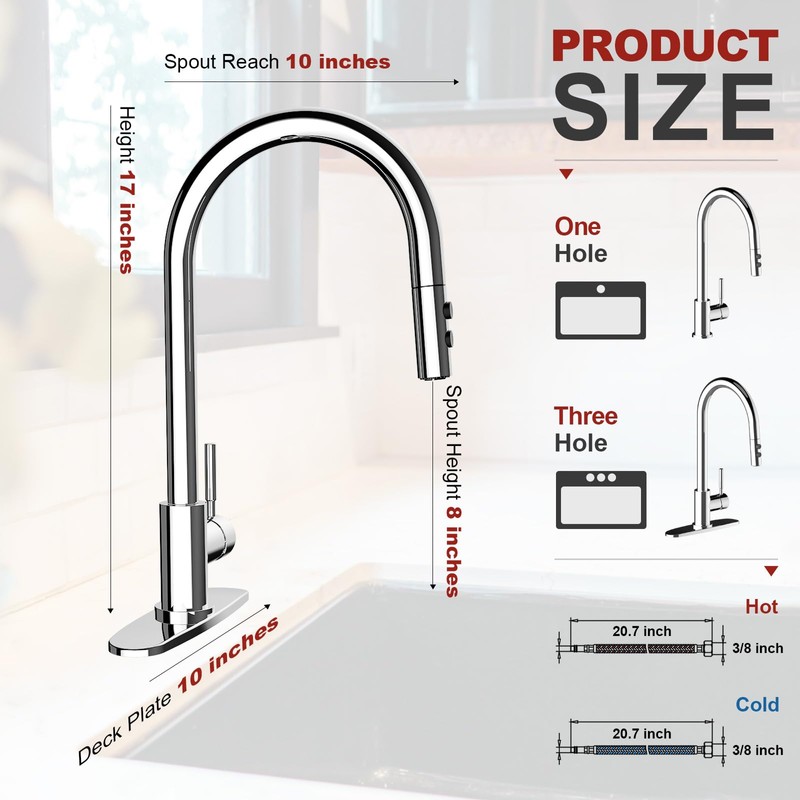 Lavatrum Kitchen Faucets with Pull Down Sprayer 17 Inch Single