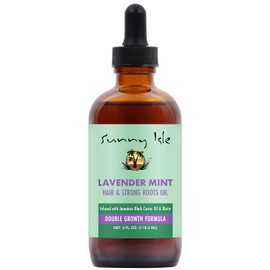 Sunny Isle Lavender Mint Hair and Strong Roots Oil 4oz | Infused with Jamaican Black Castor Oil and Biotin | Strengthen and Condition Hair Follicles | Dry Scalp, Split Ends