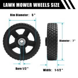 Sutmorly Lawn Mower Wheels 7 Inch, Push Mower Plastic Wheels, Set of 2 Wheels Kit for Push Mowers with Bolts & Nuts fits Craftsman Mower, Generator, Garden Tiller Most Standard Lawn Mowers (7×1.75'')