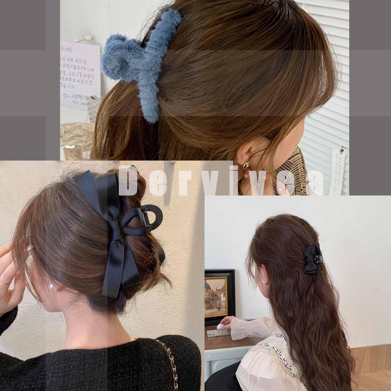 Dervivea Winter Plush Hair Claw Clip Fluffy Fuzzy Hair Claw