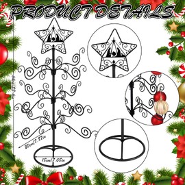 Otoolling 2 FT Jesus Iron Christmas Tree Ornament Display Stand with Hanger Hook Metal Ornament Display Tree Stand Hanger for Jesus Christmas Balls Bauble Decorations Gift Craft Tabletop(Black)