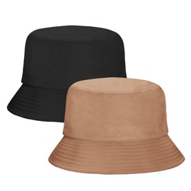 Rosoz Sombrero de pescador para mujeres y hombres, sombrero de verano para viajes, playa, sombrero de sol unisex, Negro/Caqui, 7 1/8-7 1/4