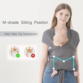 Hilabab Baby warps Carrier,Softness Organic Cotton,Breathable Adjustable Strap Baby Hold Carrier for Newborn Up to 40 lbs (Air-Mesh Grey)