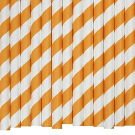 Yellow & White Striped Paper Straws (10mm x 200mm) - Pack Size 200 - FSC Certified/Food Safe/PFAS Free/Biodegradable/Eco-Friendly/Durable/Ideal for Milkshakes & Smoothies