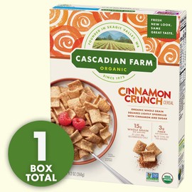 Cascadian Farm Organic Cinnamon Crunch Cereal, Whole Grain Cereal, 9.2 oz (Packaging may vary)