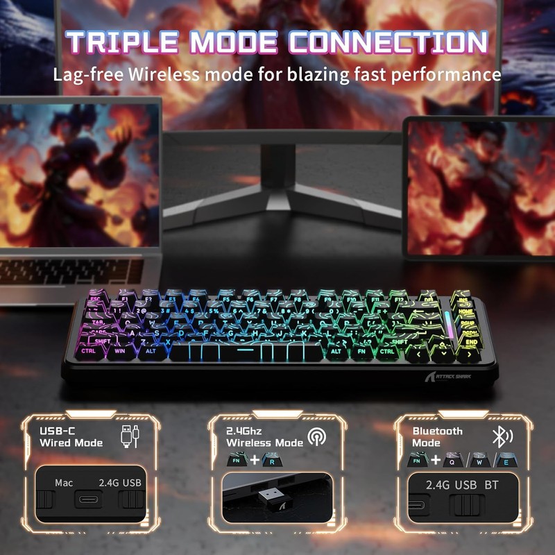 ATTACK SHARK X82 PRO HE Wireless Rapid Trigger RGB Mechanical