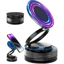 Smartphone Holder, Car, Smartphone Stand, 2025 Newest Vacuum Suction Cup, Super Strong Magnetic, Ultimate Stable, 360° Rotation, Freely Adjustable, 24 x N55 Magnet, Premium Alloy Material, MagSafe