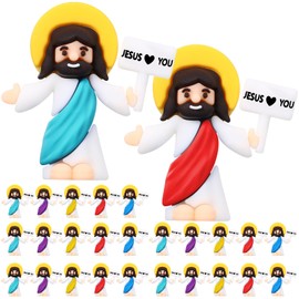 Bememo 25 Pcs Little Jesus Figures Original Design Jesus Love You Mini Rubber Figures to Hide and Seek for Religious Baptism Party Favors Sunday School Gifts