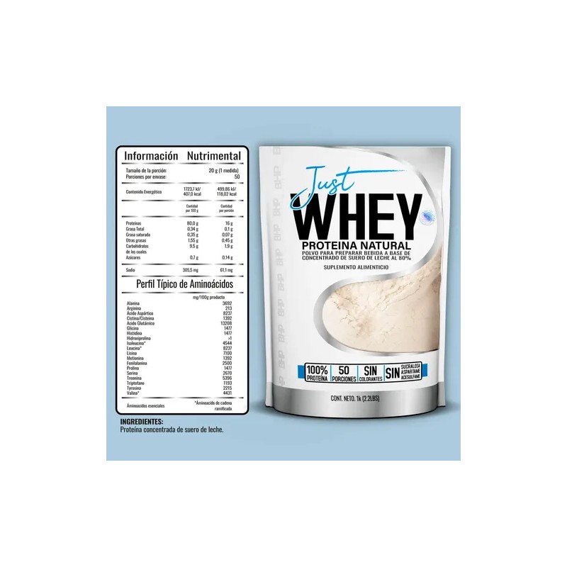 Bhp Natural Whey Protein 1k 50 Serv Alta Pureza Sin