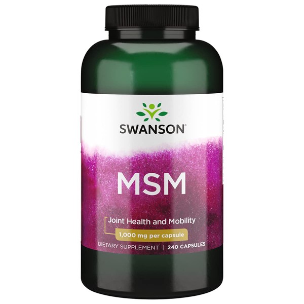 Swanson MSM - Essential Minerals Promoting Mobility & Joint Health Support - Helps to Maintain Connective Tissue Health Including Cartilage, Collagen, & Hair - (240 Capsules, 1000mg Each)