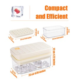 Brigii Ice Cube Tray with Lid&Bin, Ice Cube Mold with 56 Cubes, Stackable Ice Trays for Freezer with Easy-Release Silicone Bottom, for Drinks, Coffee, cocktail