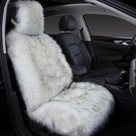 FLMAIPU Faux Sheepskin Car Seat Cover-Fluffy Fuzzy Soft Auto Seat Cushion for Automotive Universal Fits Most Car SUV Truck Minivan, Women1pc (Grey Tips)