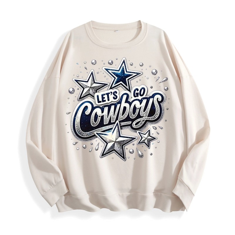 Dallas Cowboys "Let's Go Cowboys" Graphic Crewneck Sweatshirt, 6 Colors,