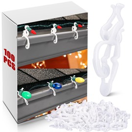 Cinnvoice 100 Pcs Christmas Light Clips Holiday Light Clips for Gutters, Roof Indoor Outdoor Shingle, All Purpose Compatible with Mini, Icicle, Rope, C7, C9, LED